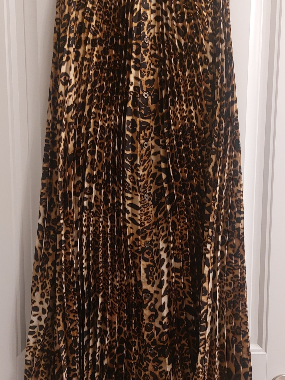 Women's Pleated Leopard-Print Maxi Skirt - Brown/Black